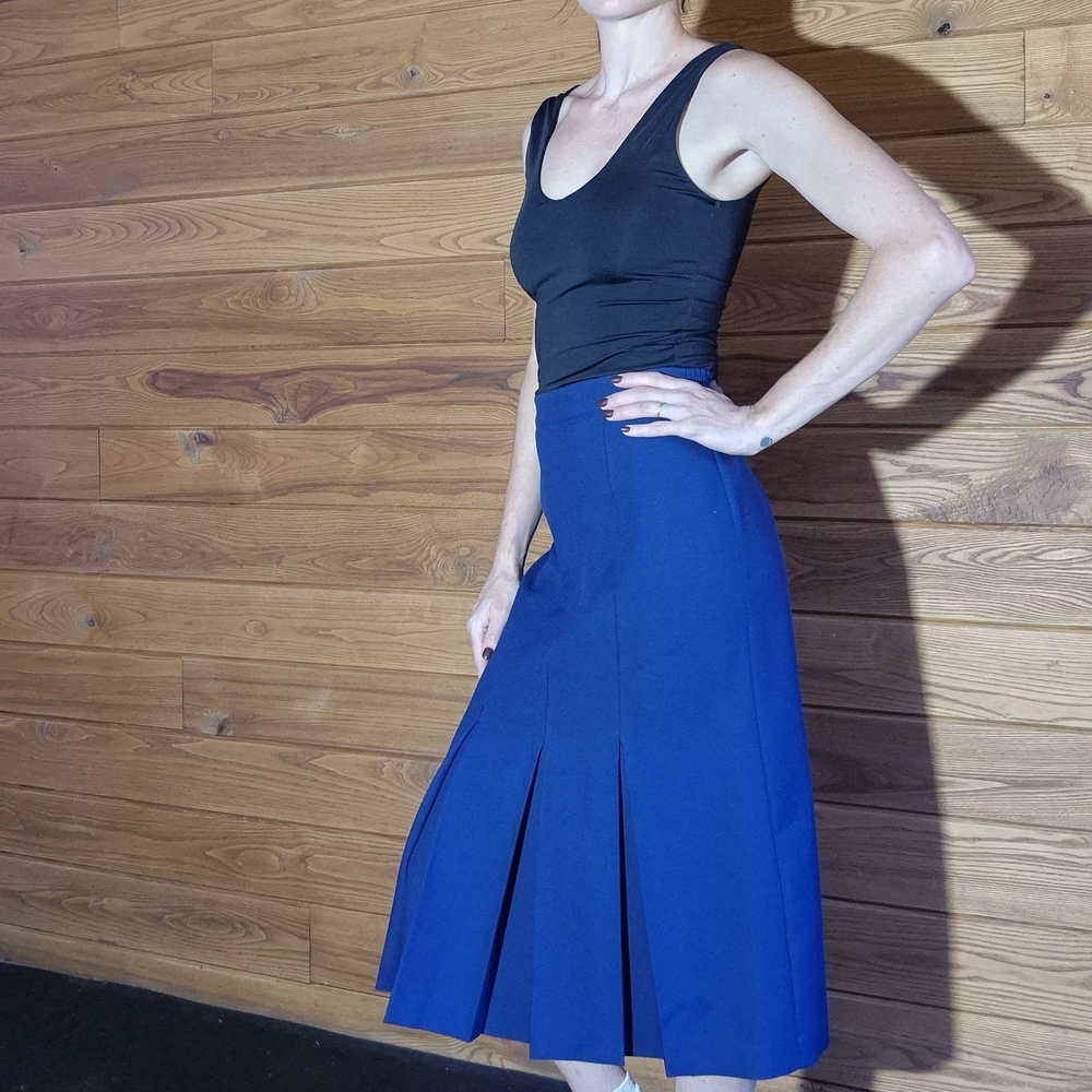 Elegant Blue Pleated Skirt